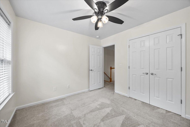 618 Durwood Dr, Raleigh, NC 27603 - unfurnished bedroom with carpet flooring, baseboards, a closet, and ceiling fan