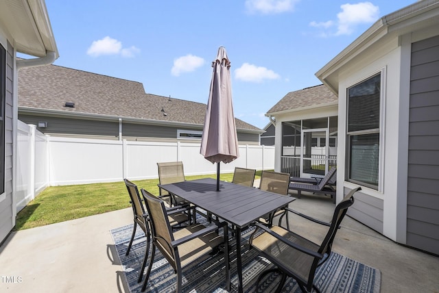 1727 Pinecliff Ct, Fuquay Varina, NC 27526 - view of patio / terrace featuring outdoor dining area and a sunroom