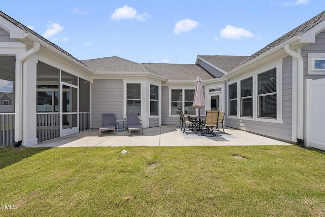 1727 Pinecliff Ct, Fuquay Varina, NC 27526 - rear view of house featuring a patio, a lawn, and roof with shingles
