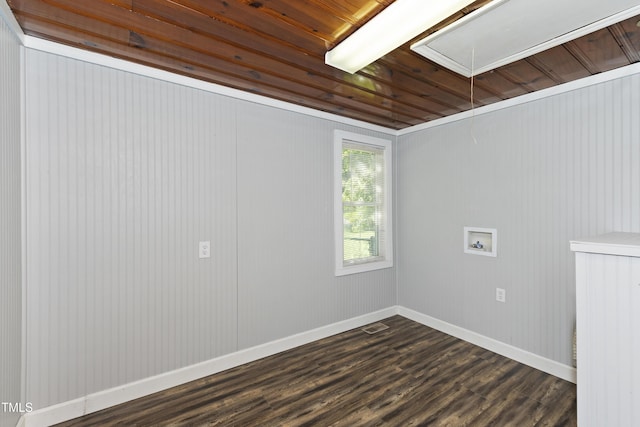 803 Hare St, Selma, NC 27576 - spare room with attic access and dark wood-type flooring