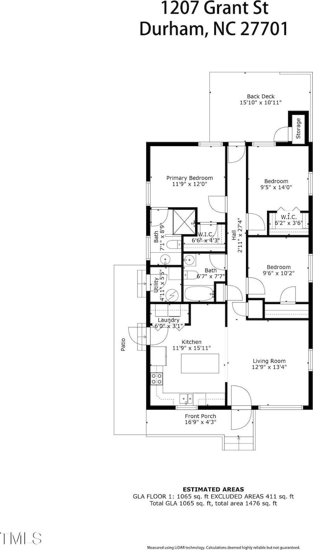1207 Grant St, Durham, NC 27701 - home floor plan