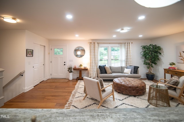 5012 Skidmore St, Raleigh, NC 27609 - living area with wood finished floors and recessed lighting