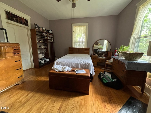331 N Main St, Warrenton, NC 27589 - bedroom with hardwood / wood-style flooring and a ceiling fan