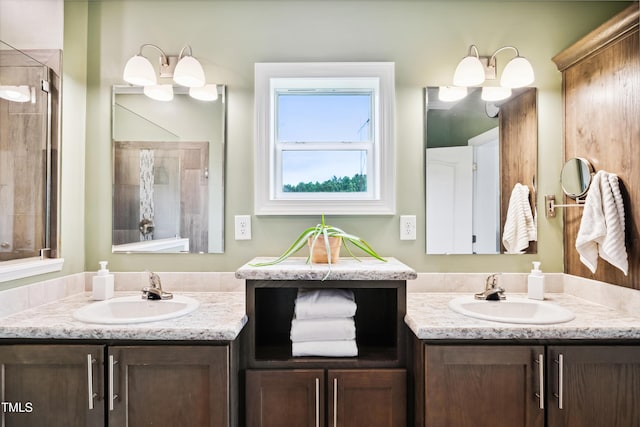 9300 Lake Wheeler Rd, Fuquay Varina, NC 27526 - full bath with two vanities and tiled shower