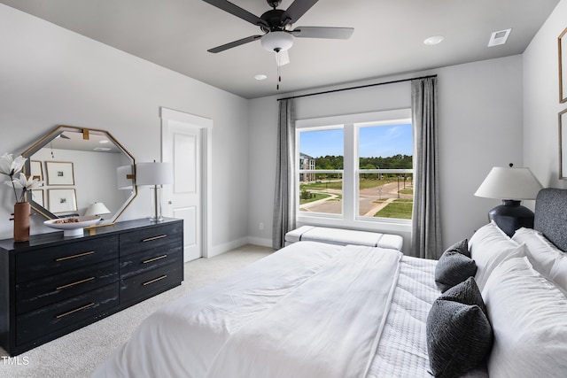 659 Bandon Aly, Cary, NC 27513 - bedroom with light carpet, recessed lighting, baseboards, and a ceiling fan