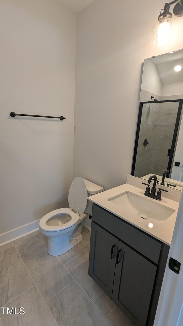 659 Bandon Aly, Cary, NC 27513 - bathroom with vanity, toilet, a shower stall, and baseboards