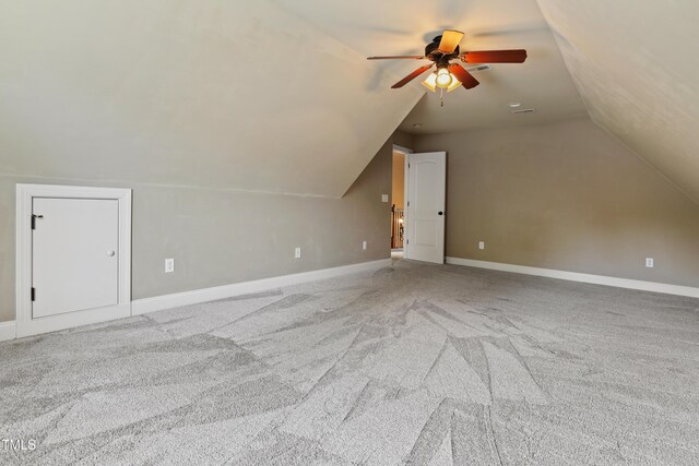 37 Meadow Oaks Cir, Smithfield, NC 27577 - bonus room with lofted ceiling, a ceiling fan, carpet, and baseboards
