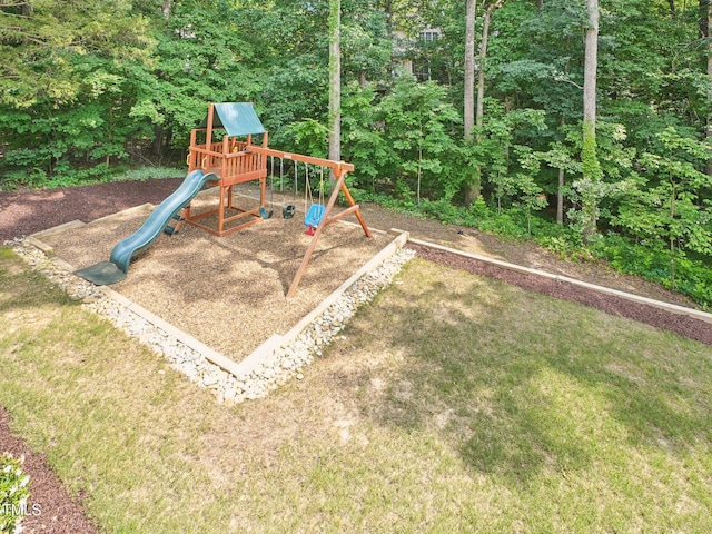 305 Promontory Point Dr, Cary, NC 27513 - view of jungle gym with a yard