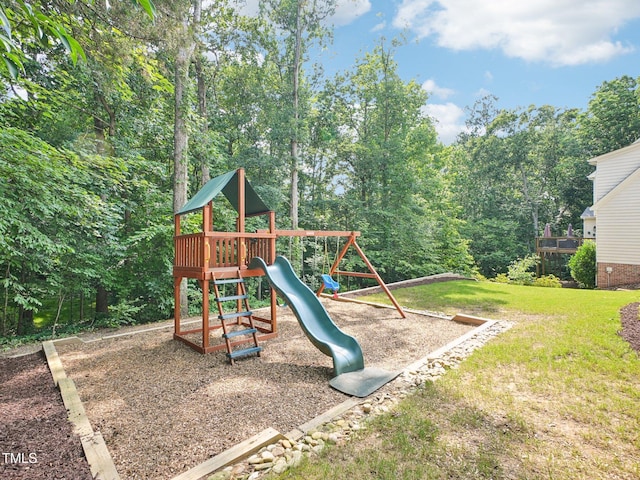 305 Promontory Point Dr, Cary, NC 27513 - view of jungle gym featuring a lawn