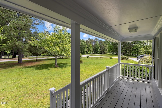304 Foxcroft Dr, Timberlake, NC 27583 - porch with view of wooded area and a lawn