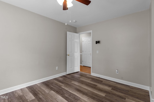 304 Foxcroft Dr, Timberlake, NC 27583 - empty room featuring a ceiling fan and dark wood finished floors