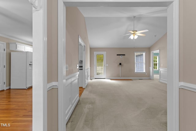 304 Foxcroft Dr, Timberlake, NC 27583 - foyer featuring lofted ceiling, ceiling fan, and light carpet