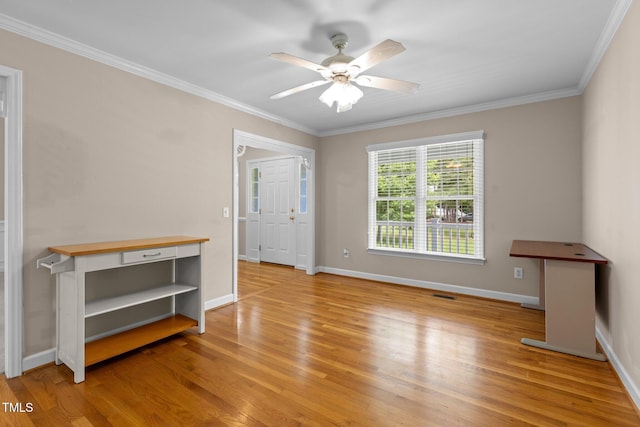 304 Foxcroft Dr, Timberlake, NC 27583 - spare room with ornamental molding, light wood finished floors, and a ceiling fan