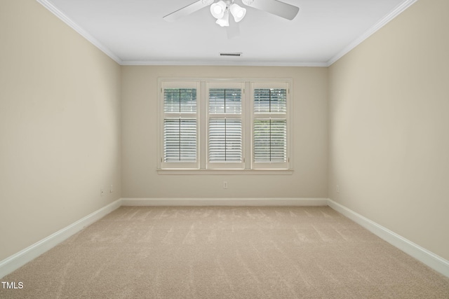 4831 Crestmore Rd Unit 202, Raleigh, NC 27612 - unfurnished room with light carpet, crown molding, and a ceiling fan