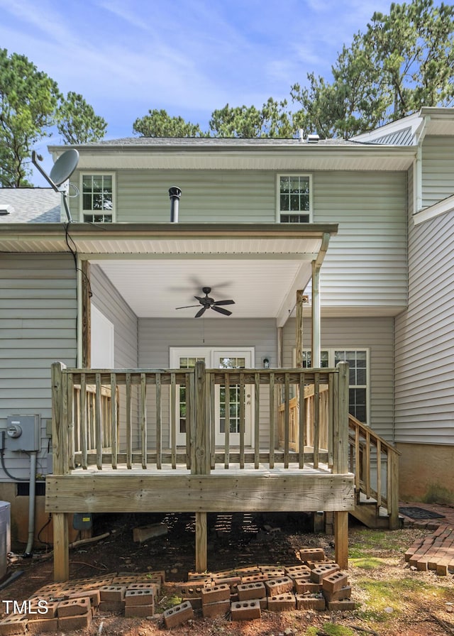 2623 Broad Oaks Pl, Raleigh, NC 27603 - back of house with a ceiling fan and a deck