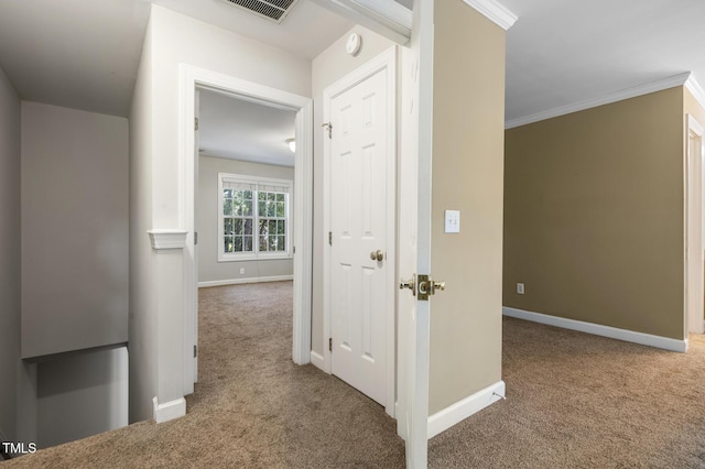 2623 Broad Oaks Pl, Raleigh, NC 27603 - corridor with carpet flooring, baseboards, and ornamental molding
