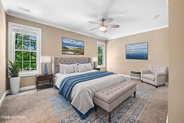 2623 Broad Oaks Pl, Raleigh, NC 27603 - bedroom featuring baseboards, crown molding, and a ceiling fan