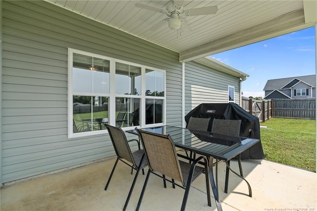 117 Titleist Ct, Raeford, NC 28376 - view of patio featuring ceiling fan and outdoor dining space
