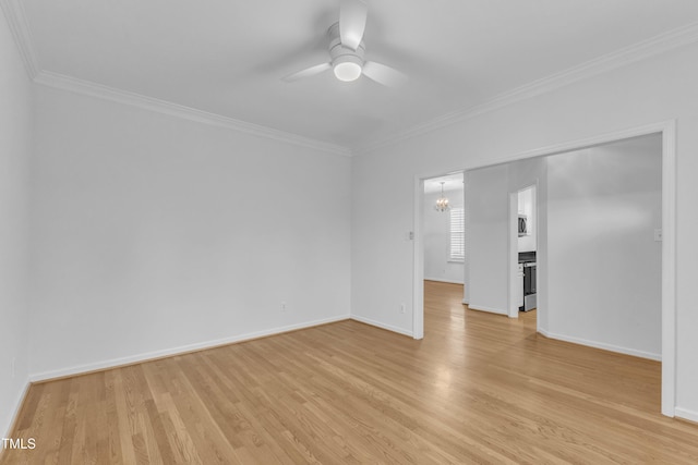 500 Center Pointe Dr, Cary, NC 27513 - unfurnished room featuring ornamental molding, light wood-type flooring, a ceiling fan, and baseboards
