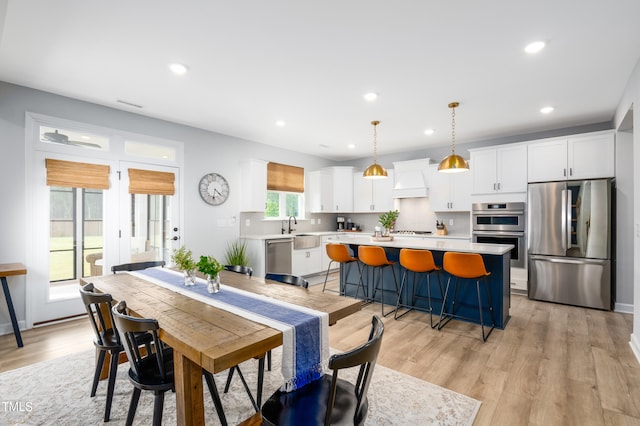 226 Castle Pond Way, Fuquay Varina, NC 27526 - dining area with recessed lighting and light wood-type flooring