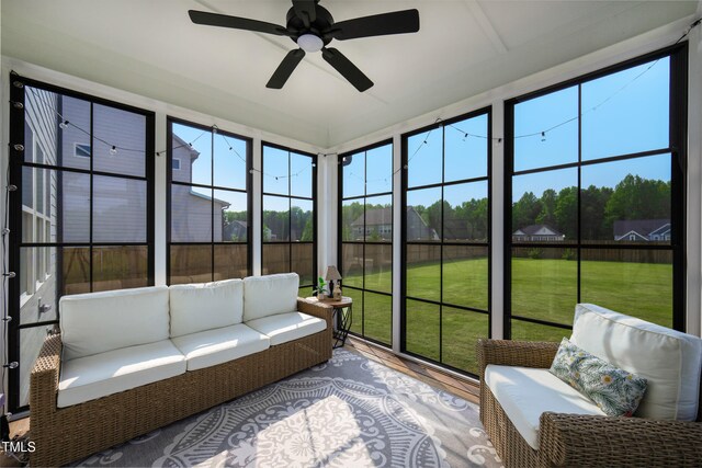 226 Castle Pond Way, Fuquay Varina, NC 27526 - sunroom featuring outdoor lounge area and ceiling fan