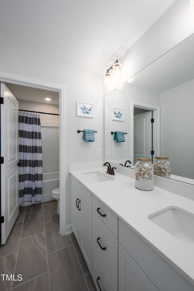 226 Castle Pond Way, Fuquay Varina, NC 27526 - bathroom with double vanity, tile patterned flooring, and shower / bath combo