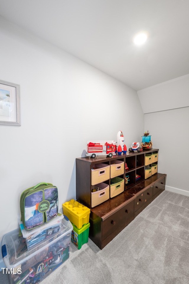 226 Castle Pond Way, Fuquay Varina, NC 27526 - game room featuring carpet flooring and lofted ceiling