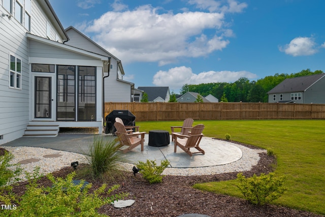 226 Castle Pond Way, Fuquay Varina, NC 27526 - view of yard with a sunroom, entry steps, and a patio