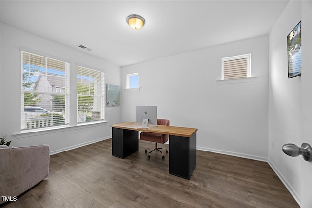 4508 Valley Crest Ln, Fuquay Varina, NC 27526 - office space featuring dark wood-style floors and baseboards
