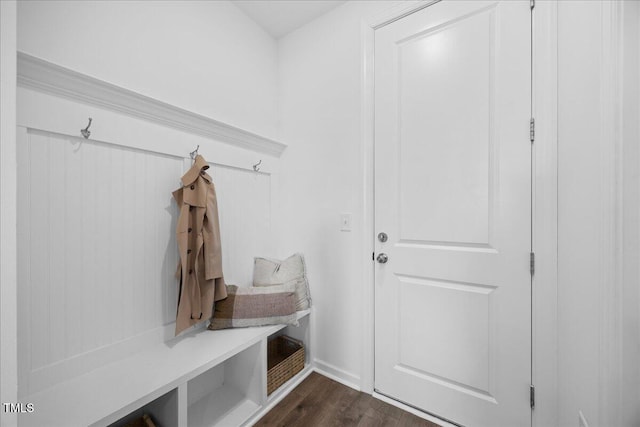 4508 Valley Crest Ln, Fuquay Varina, NC 27526 - mudroom with dark wood-style floors and baseboards