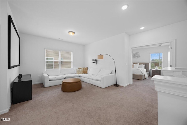4508 Valley Crest Ln, Fuquay Varina, NC 27526 - living room with carpet floors, recessed lighting, and baseboards