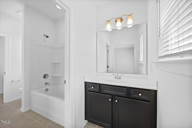 4508 Valley Crest Ln, Fuquay Varina, NC 27526 - full bath featuring vanity, toilet, bathtub / shower combination, and tile patterned flooring