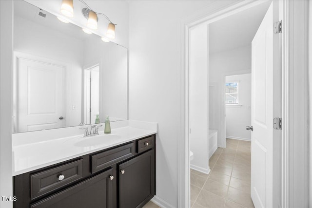 4508 Valley Crest Ln, Fuquay Varina, NC 27526 - full bathroom with vanity, toilet, tile patterned floors, and baseboards