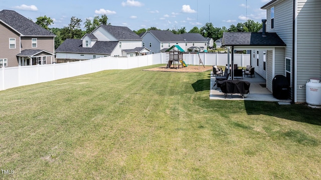 77 Redpine Ct, Clayton, NC 27520 - view of yard with a residential view, a patio, and a playground