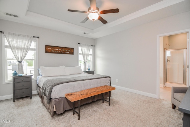 77 Redpine Ct, Clayton, NC 27520 - bedroom with a tray ceiling, baseboards, carpet flooring, ceiling fan, and ornamental molding