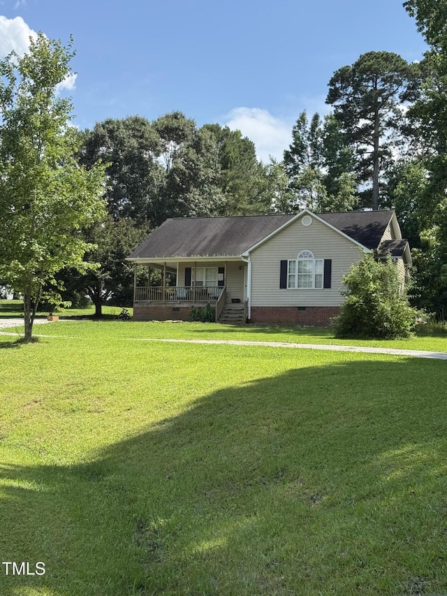 104 Holly Ranch Ct, Willow Springs, NC 27592 - single story home featuring covered porch, crawl space, and a front yard