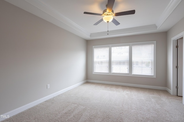 1217 Great Egret Way, Durham, NC 27713 - unfurnished room with a tray ceiling, crown molding, light colored carpet, and baseboards
