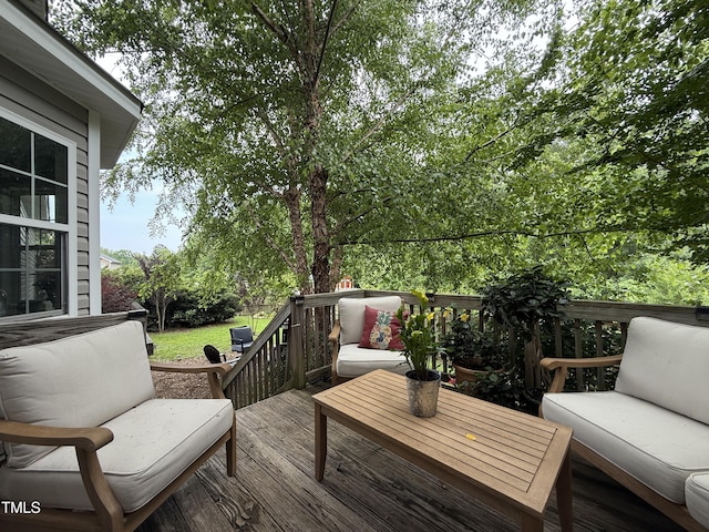 148 Langston Ridge Dr, Angier, NC 27501 - wooden terrace with an outdoor hangout area