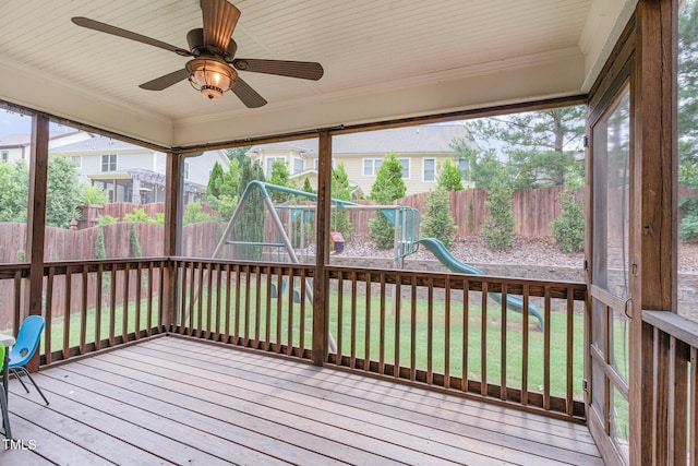 1138 Bexley Hills Bnd, Apex, NC 27502 - unfurnished sunroom featuring ceiling fan