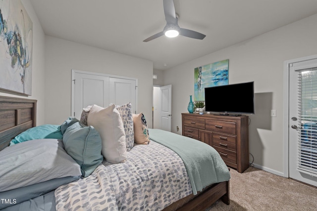 8132 Wheeler Woods Dr, Apex, NC 27539 - bedroom with carpet floors, a closet, ceiling fan, and baseboards