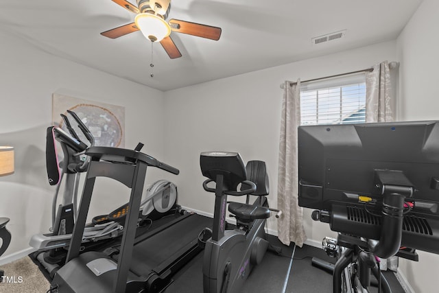 8132 Wheeler Woods Dr, Apex, NC 27539 - exercise room featuring ceiling fan and baseboards