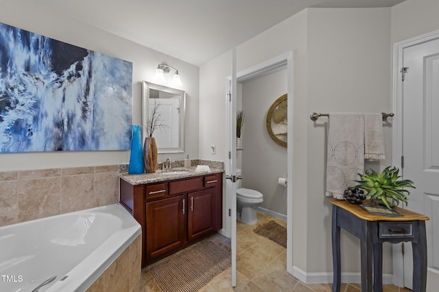 8132 Wheeler Woods Dr, Apex, NC 27539 - full bath featuring a garden tub, vanity, toilet, and tile patterned flooring