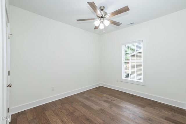1318 N Alston Ave, Durham, NC 27701 - unfurnished room with dark wood-style flooring, baseboards, and a ceiling fan