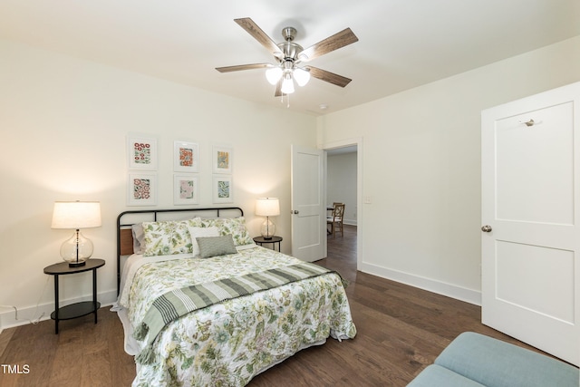 1318 N Alston Ave, Durham, NC 27701 - bedroom with wood finished floors, baseboards, and a ceiling fan