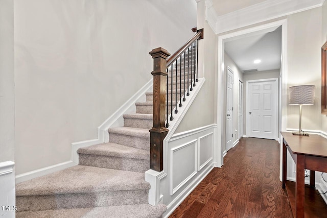 5505 Heather Garden Way, Raleigh, NC 27613 - stairway with wood finished floors