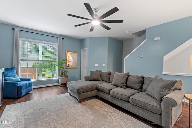 5505 Heather Garden Way, Raleigh, NC 27613 - living area featuring ceiling fan and wood finished floors