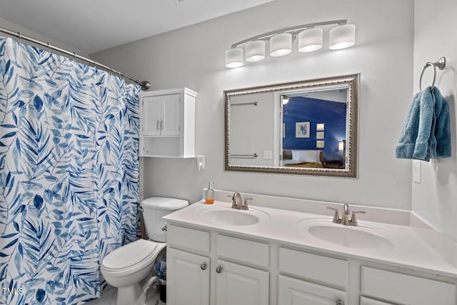5505 Heather Garden Way, Raleigh, NC 27613 - full bath featuring double vanity and a shower with shower curtain