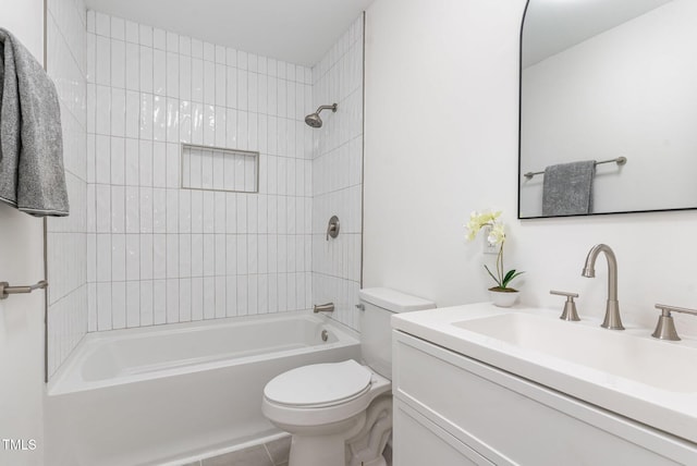 828 Cotton Pl, Raleigh, NC 27601 - full bathroom with toilet, vanity, washtub / shower combination, and tile patterned flooring