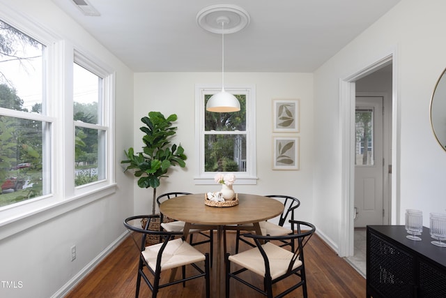2523 Glendale Ave, Durham, NC 27704 - dining space with dark wood-style flooring, healthy amount of natural light, and baseboards