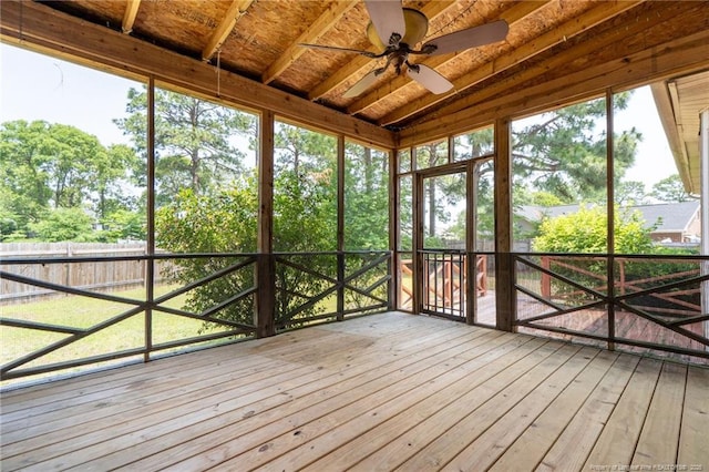 1608 Piney Creek Pl, Fayetteville, NC 28304 - unfurnished sunroom featuring ceiling fan